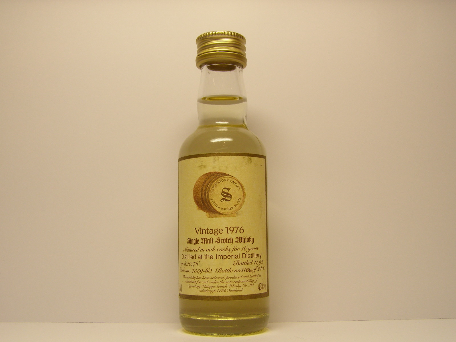 SMSW 16yo 1976-1992 "Signatory" 5cl 43%vol