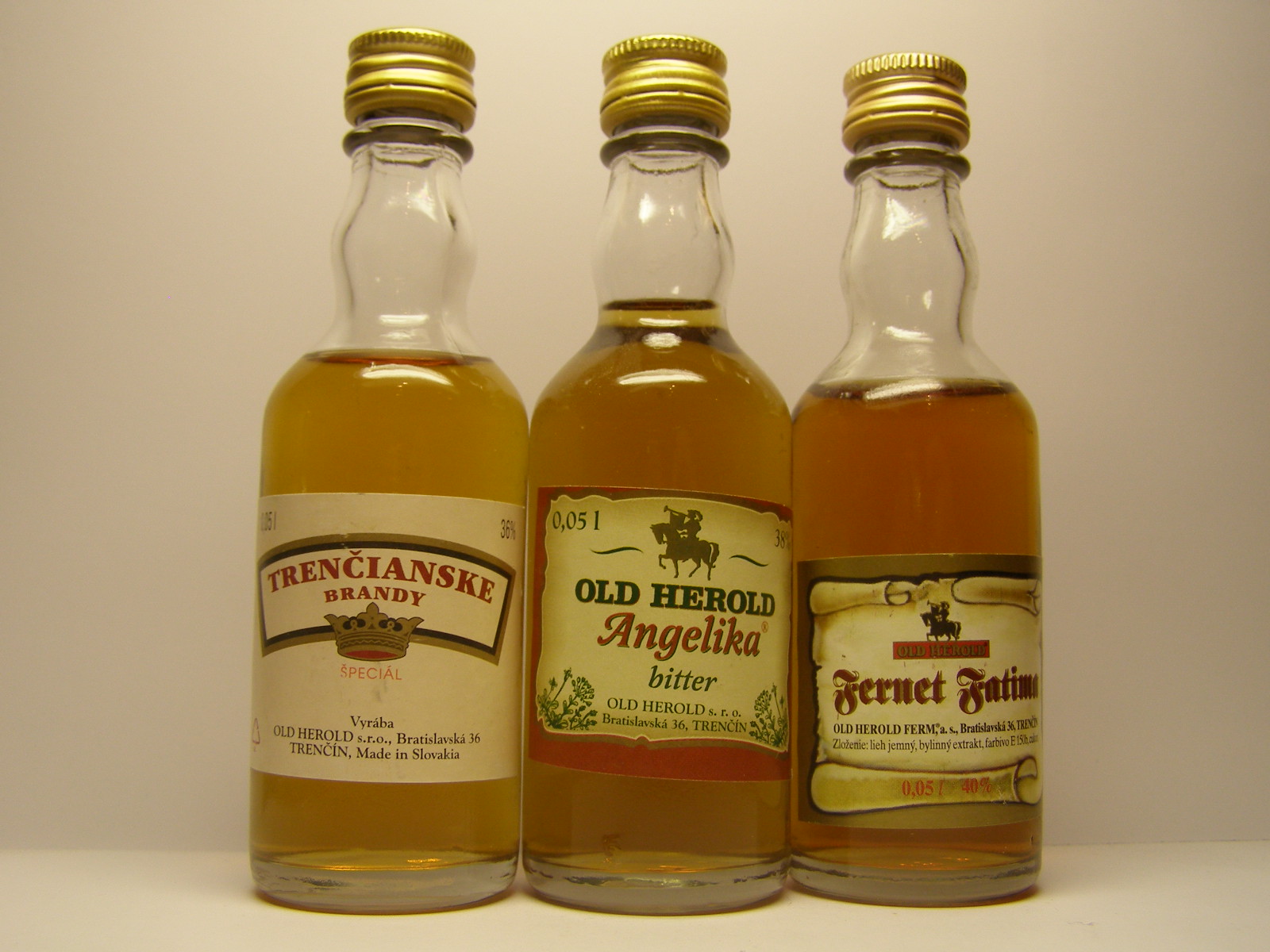 OLD HEROLD Trenčianske Brandy - Angelika Bitter - Fernet Fatima