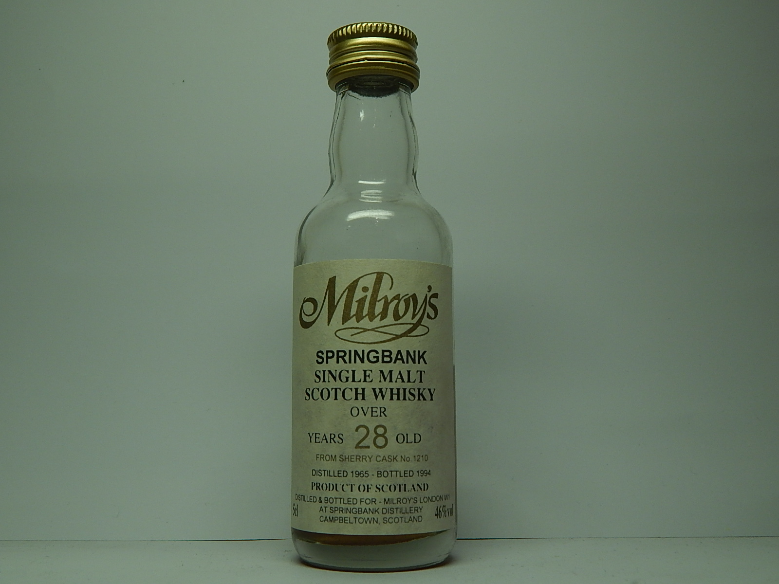 SMSW 28yo 1965-1994 "Milroy´s" 5cl 46%vol