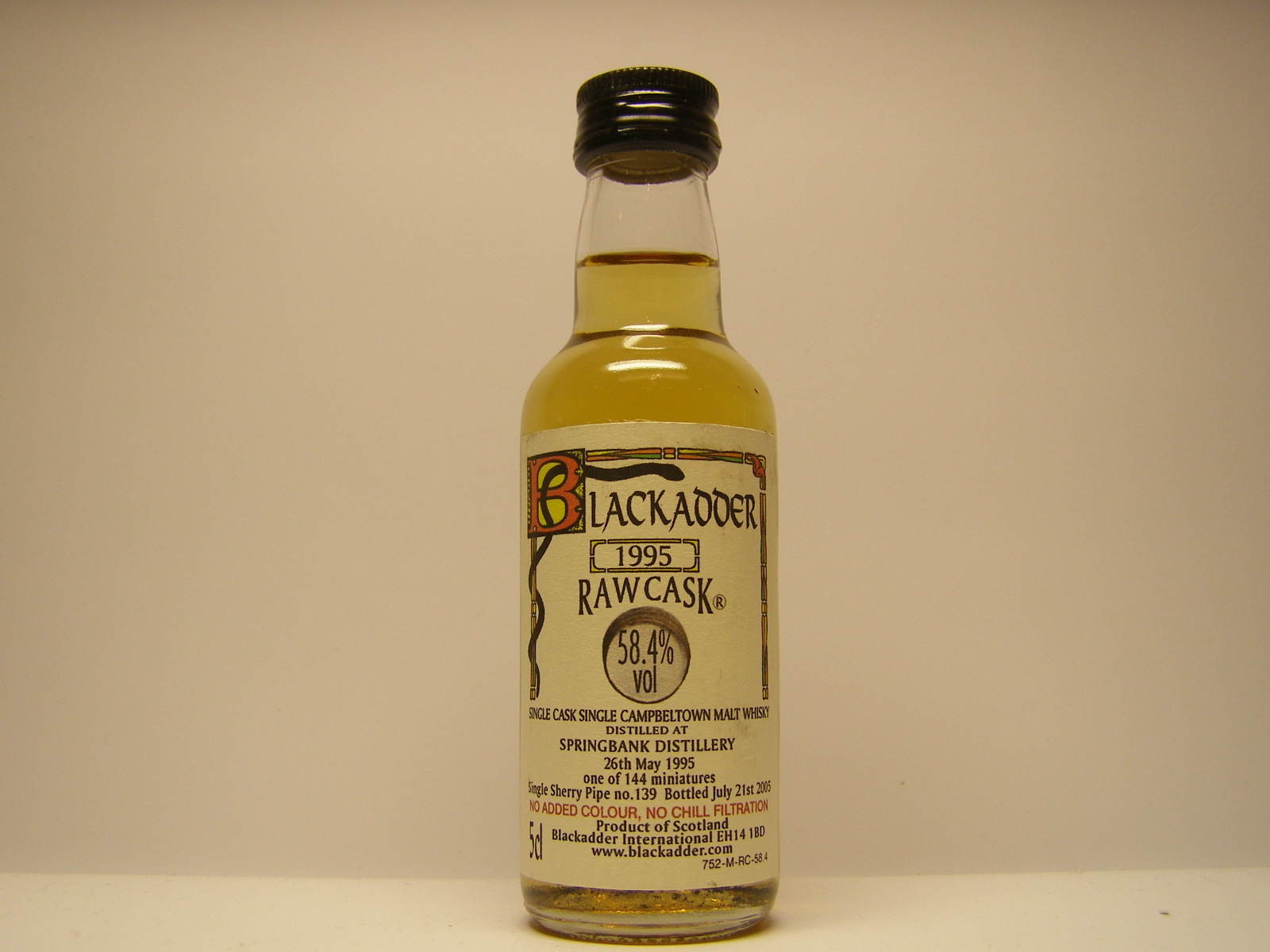 SCSCMW 1995-2005 "Blackadder" 5cl 58,4%vol 