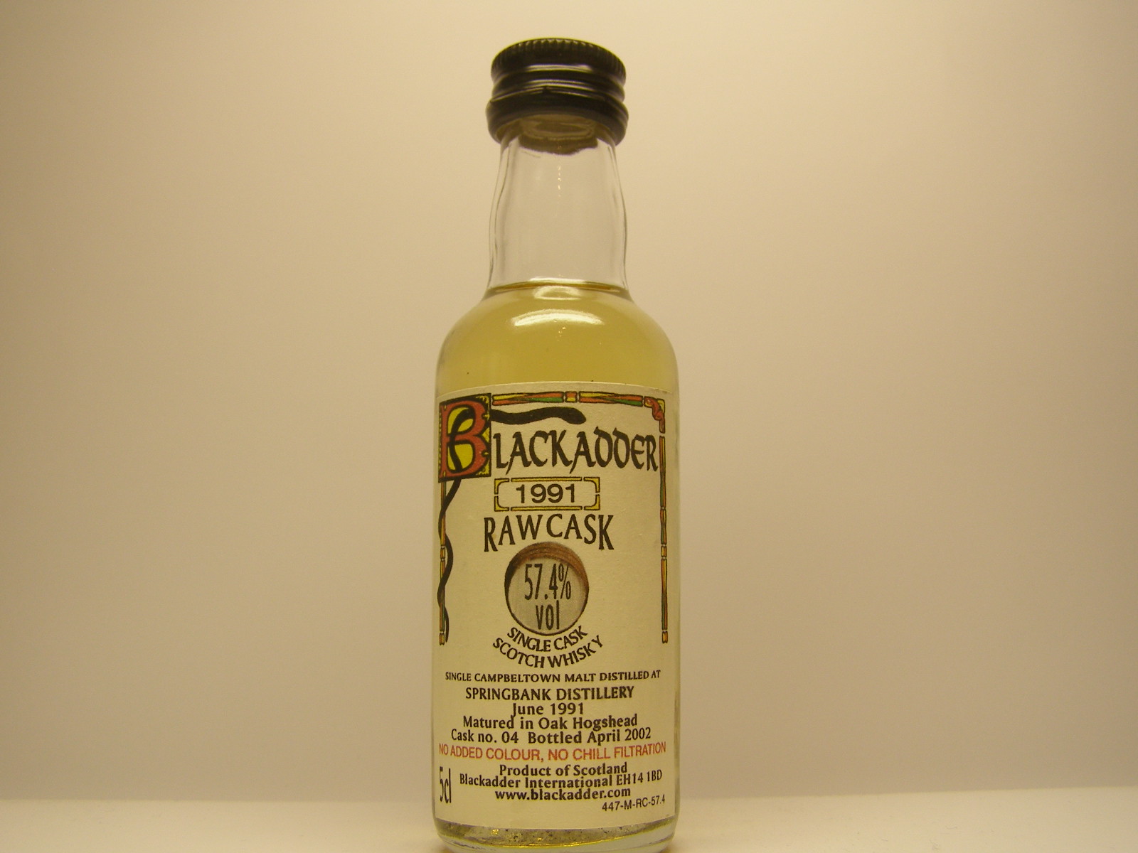 SCSW SCM 10yo 1991-2002 "Blackadder" 5cl 57,4%vol