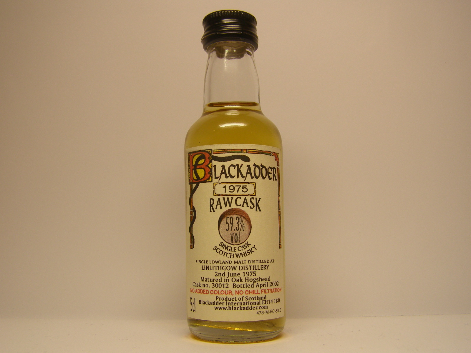 LINLITHGOW SCSW SLM 1975-2002 "Blackadder" 5cl 59,3%vol