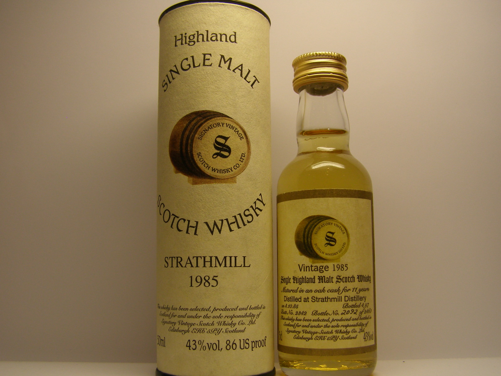 SHMSW 11yo 1985-1997 "Signatory" 5cl 43%vol