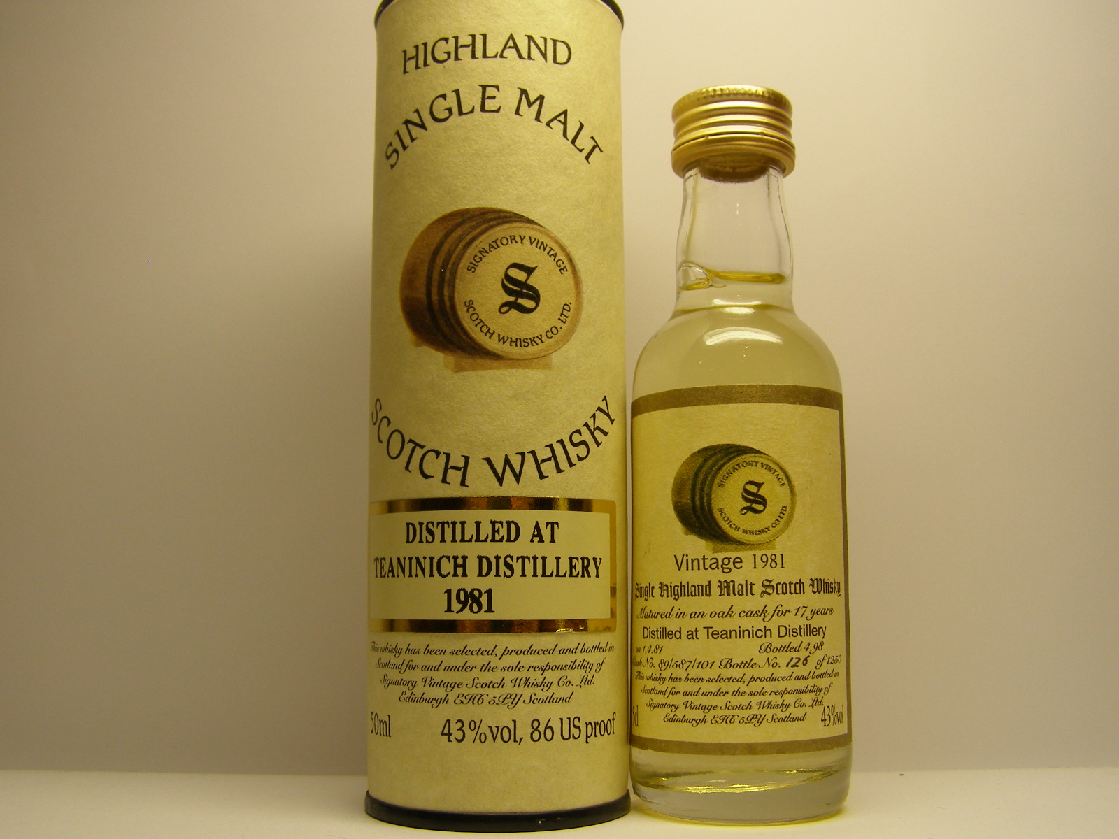 SHMSW 17yo 1981-1998 "Signatory" 5cl 43%vol