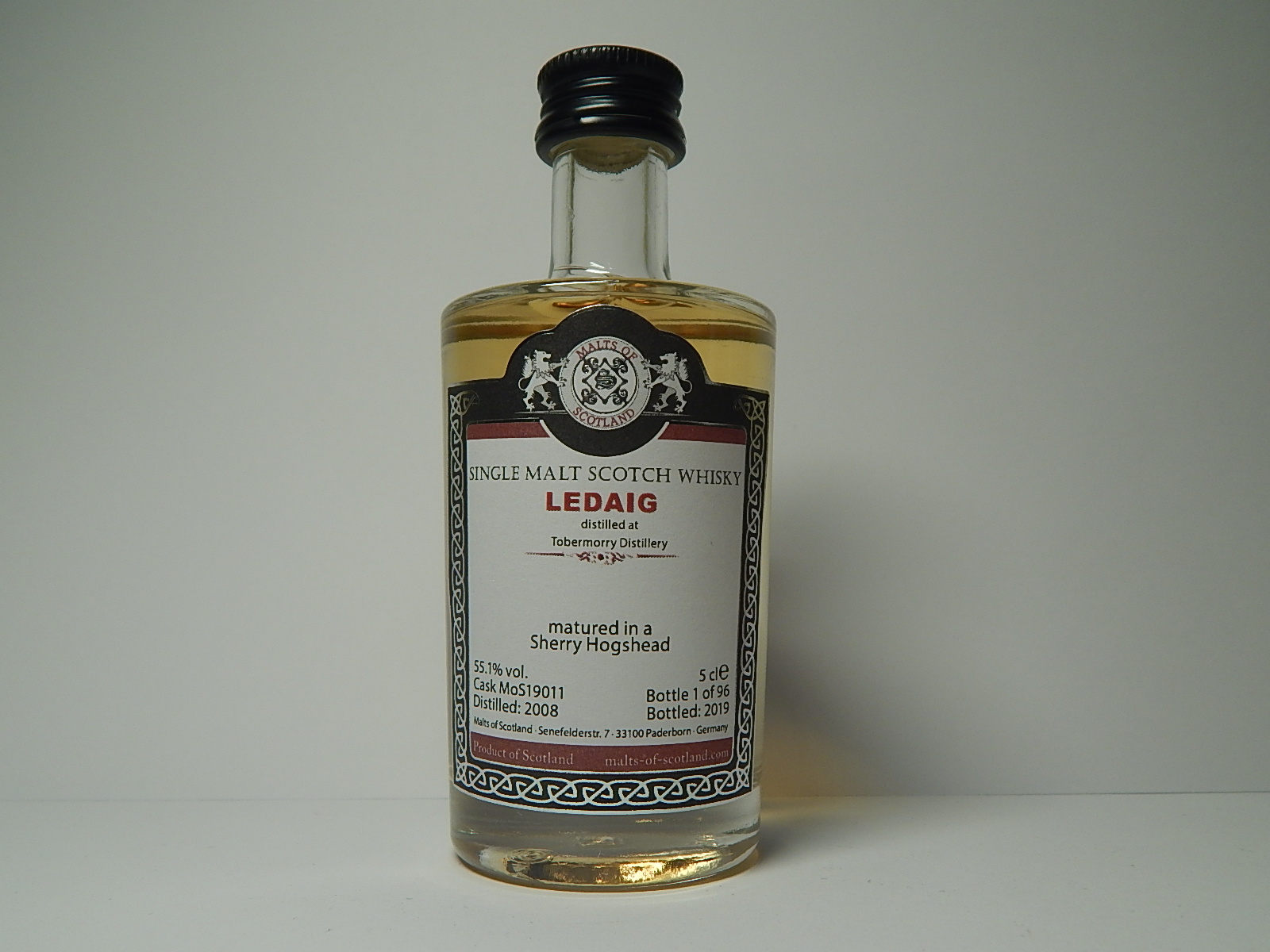 LEDAIG SMSW Sherry Hogshead 11yo 2008-2019 "Malts of Scotland" 5cle 55,1%vol. 1/96