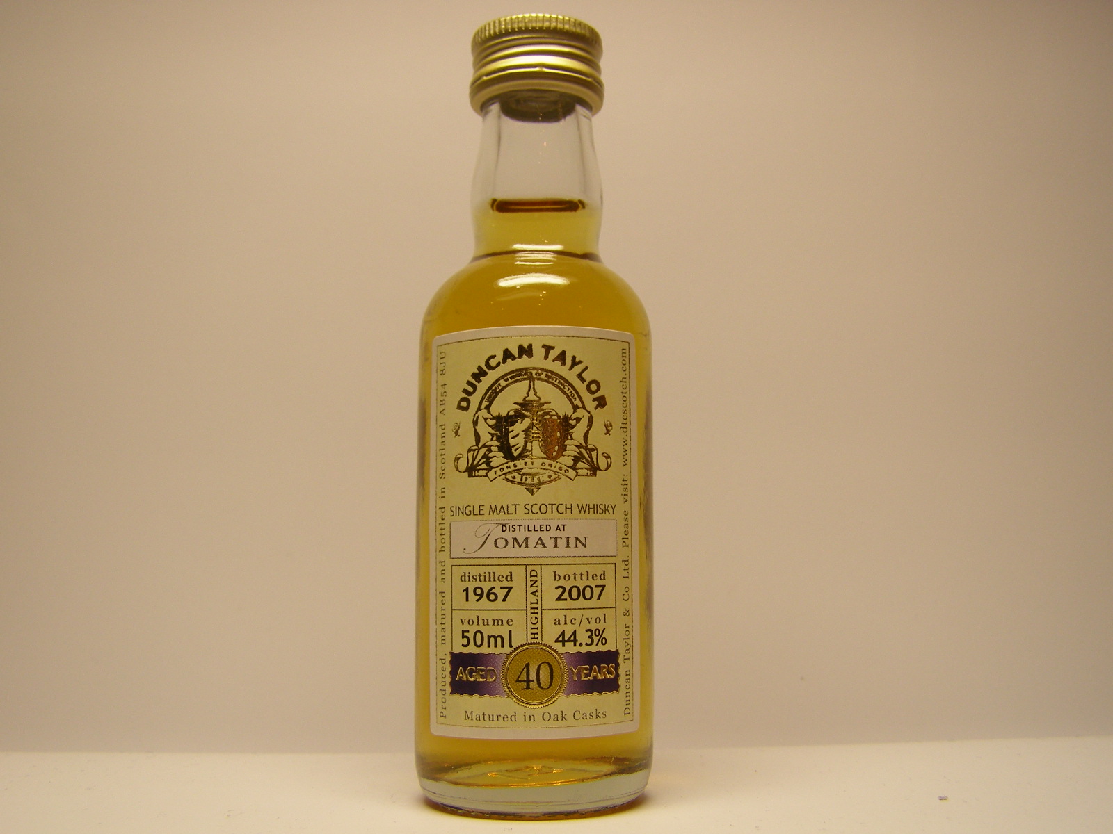 SMSW 40yo 1967-2007 "Duncan Taylor" 50ml alc/vol 44,3%