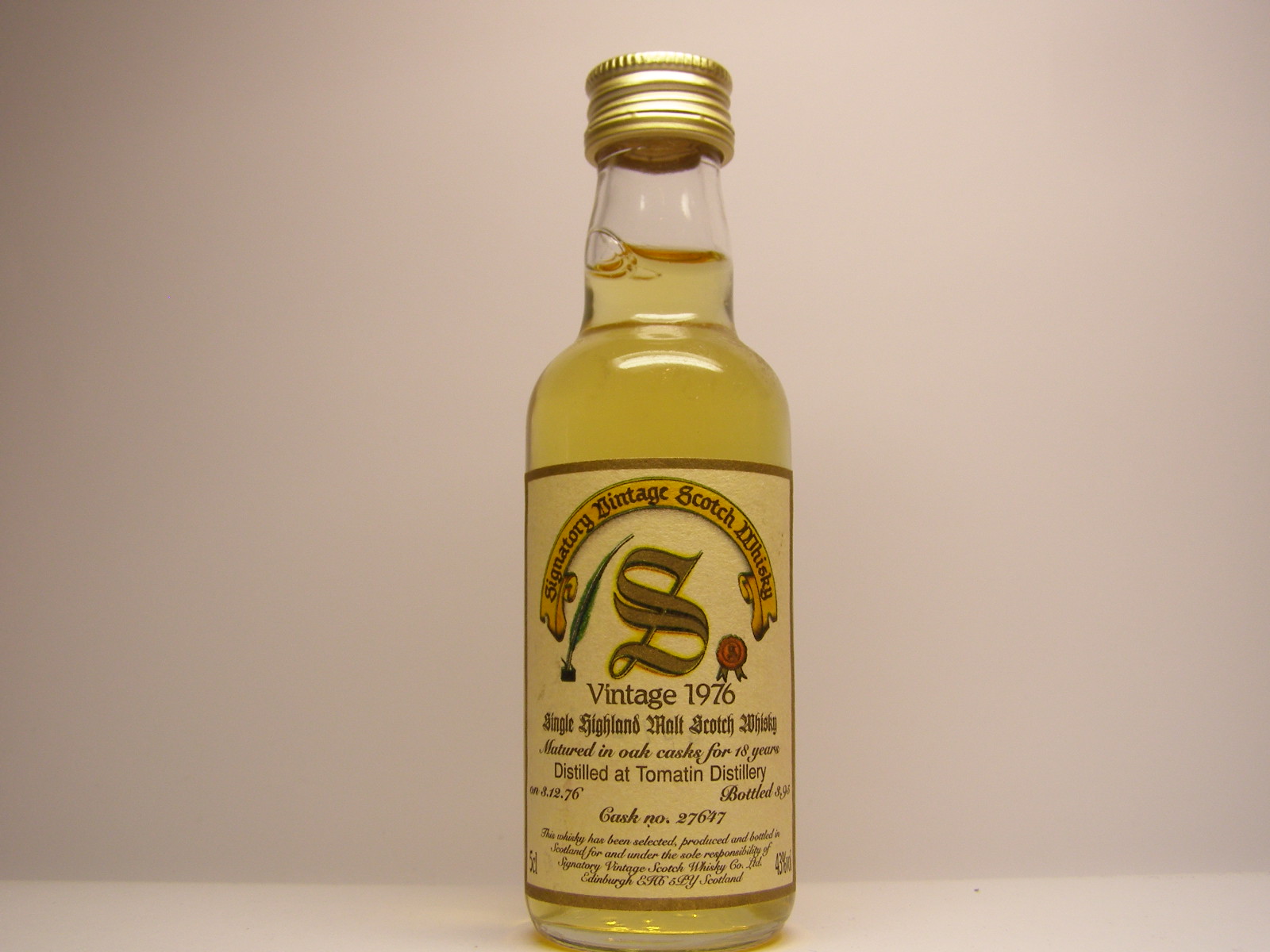 SHMSW 18yo 1976-1995 "Signatory" 5cl 43%vol