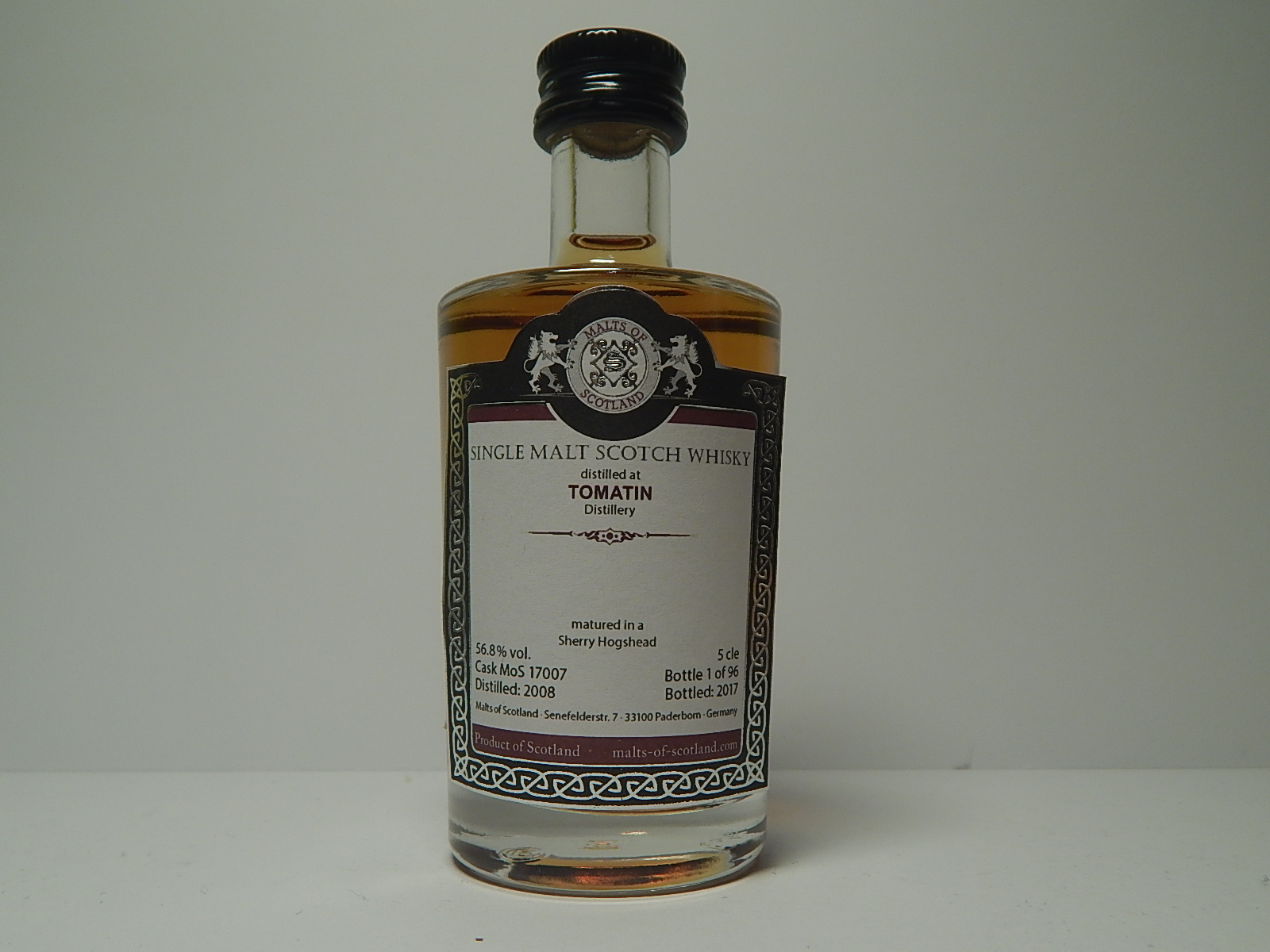 SMSW Sherry Hogshead 9yo 2008-2017 "Malts of Scotland" 5cle 56,8%vol. 