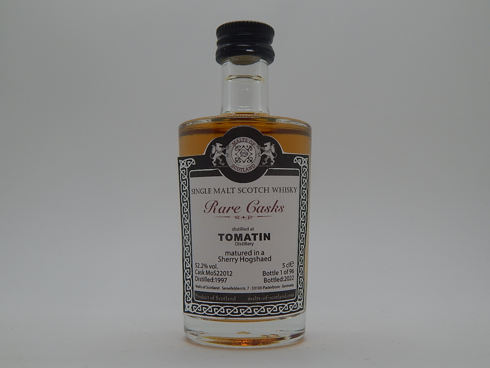 Rare Cask SMSW Sherry Hogshead 25yo 1997-2022 "Malts of Scotland" 5cle 52,2%vol. 1/96