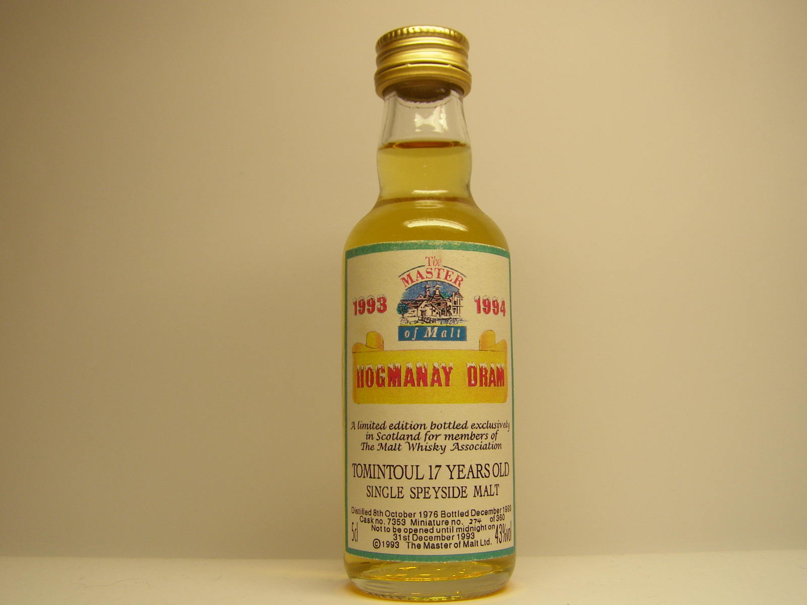 Hogmanay Dram SSM 17yo 1976-1993 "Master of Malt" 5cl 43%vol