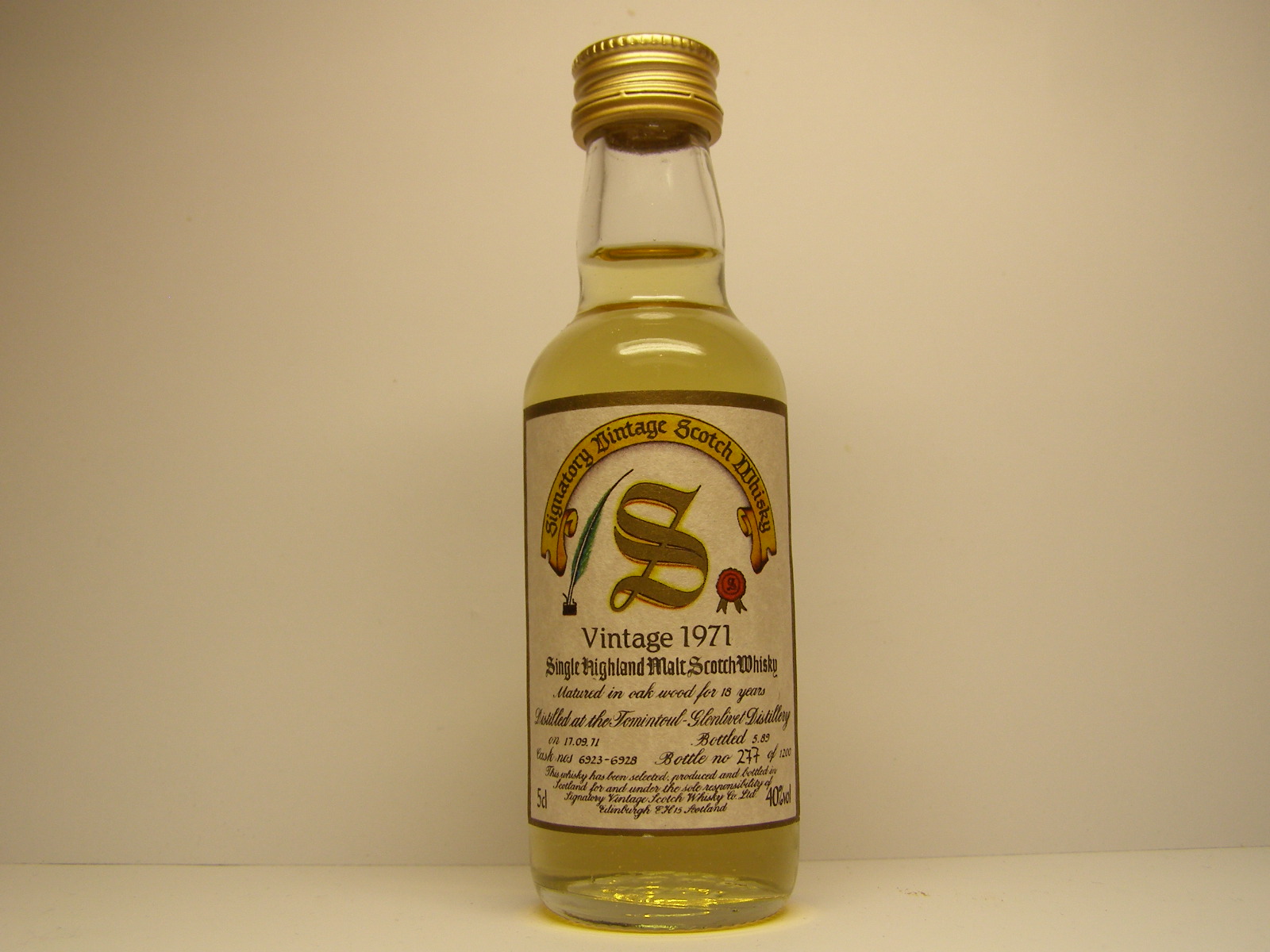 SHMSW 18yo 1971-1989 "Signatory" 5cl 40%vol