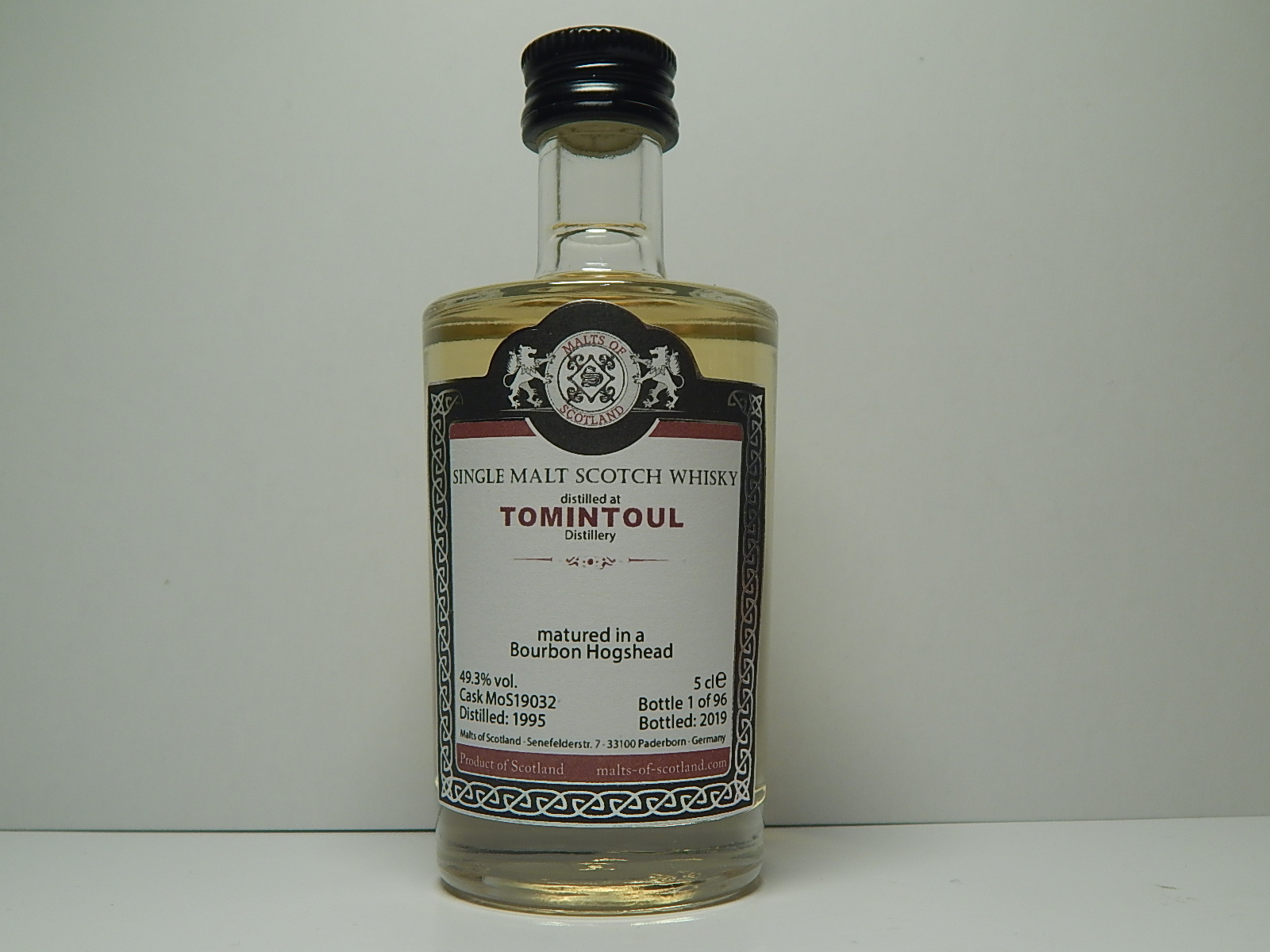 Bourbon Hogshead SMSW 24yo 1995-2019 "Malts of Scotland" 5cle 49,3%vol. 1/96