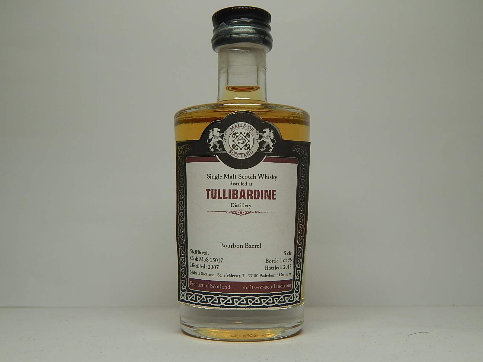 SMSW Bourbon Barrel 8yo 2007-2015 "Malts of Scotland" 5cle 56,8%vol. 